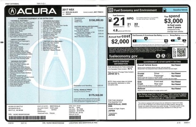 2017 Acura NSX Coupe