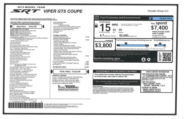 2013 Dodge Viper SRT GTS Coupe