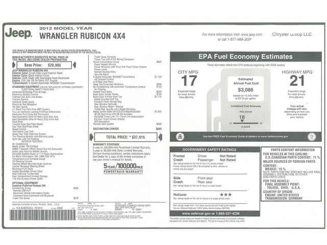 2012 Jeep Wrangler Rubicon 4x4