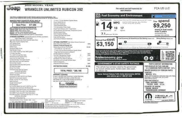 2022 Jeep Wrangler Unlimited Rubicon 392