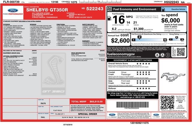 2017 Ford Mustang Shelby GT350R
