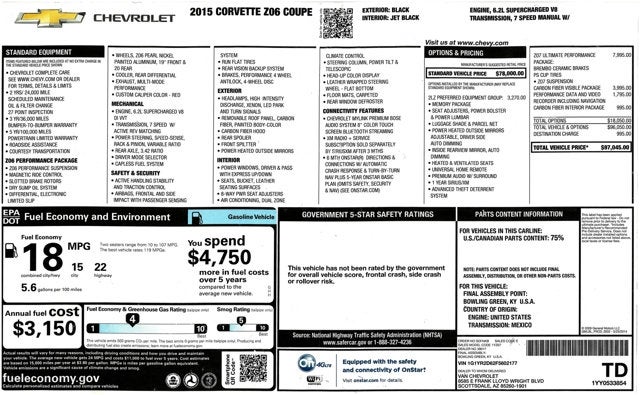 2015 Chevrolet Corvette Z06 2LZ