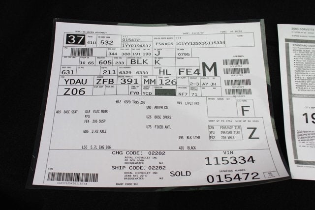 2003 Chevrolet Corvette Z06 50th Anniv. Coupe