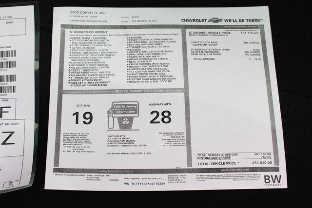 2003 Chevrolet Corvette Z06 50th Anniv. Coupe