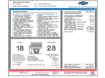 1999 Chevrolet Corvette 2dr Cpe