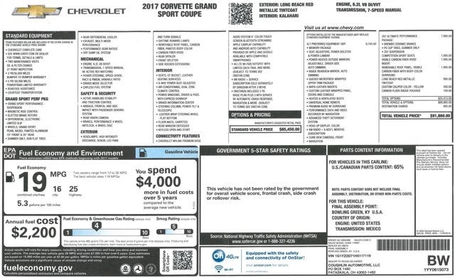 2017 Chevrolet Corvette Grand Sport 3LT