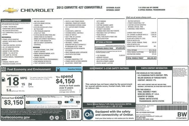 2013 Chevrolet Corvette 427 Collector's Ed.