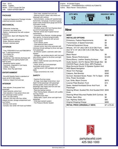 2013 Cadillac CTS-V Coupe 2dr Cpe