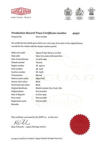 1969 Jaguar E-Type MkII Roadster