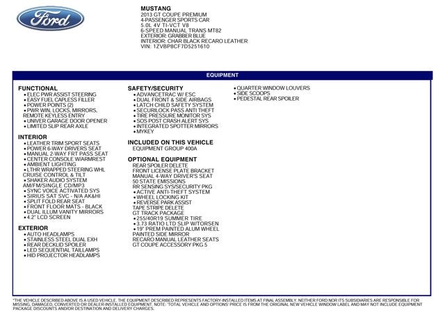2013 Ford Mustang GT Track Pack