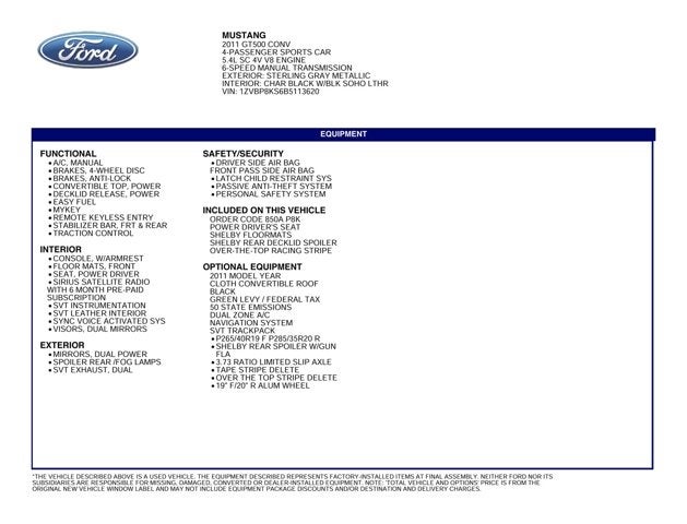 2011 Ford Mustang Shelby GT500 Convertible