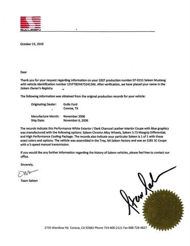 2007 Ford Mustang S281 Saleen