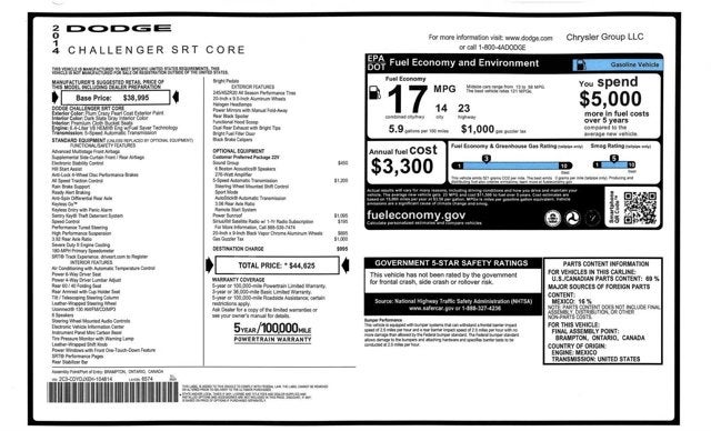 2014 Dodge Challenger SRT8 Core