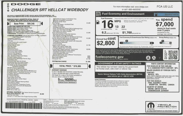 2019 Dodge Challenger SRT Hellcat Widebody
