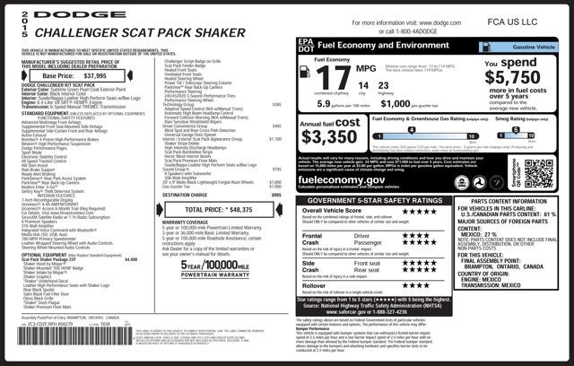 2015 Dodge Challenger R/T Scat Pack Shaker