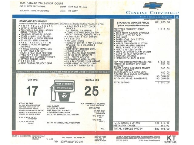 2000 Chevrolet Camaro Z28 SS