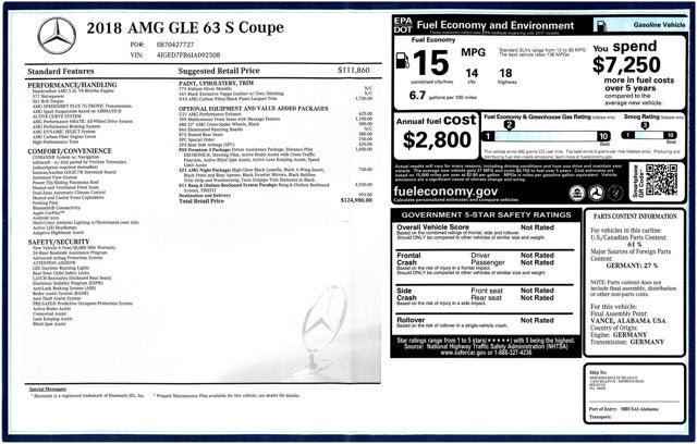 2018 Mercedes-Benz GLE AMG® GLE 63 S