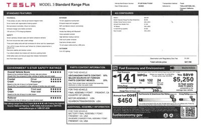 2020 Tesla Model 3 Standard Range Plus