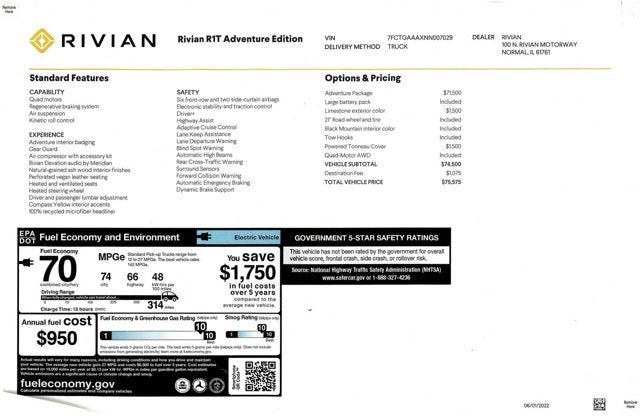 2022 Rivian R1T Adventure Package