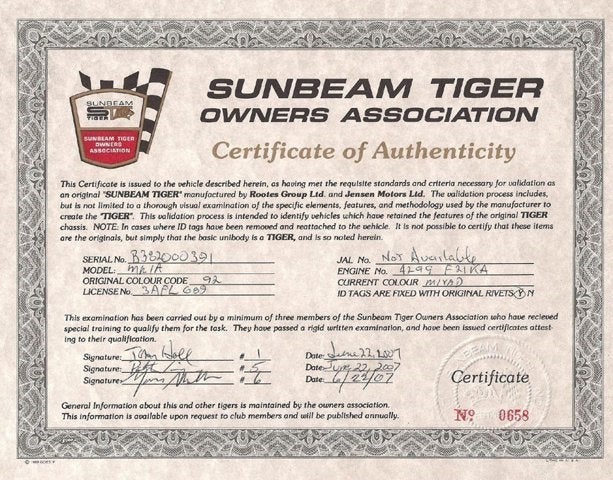 1966 Sunbeam Tiger Mk1A Roadster