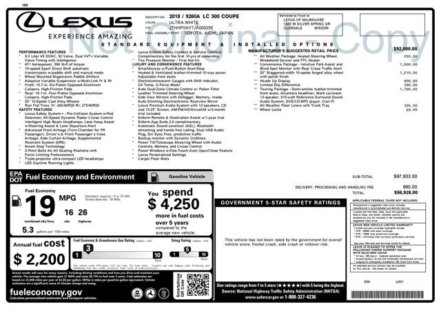 2018 Lexus LC LC 500