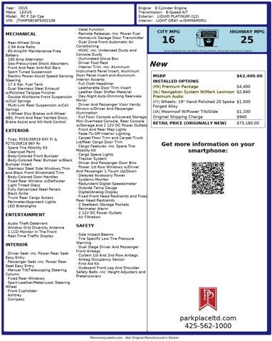 2015 Lexus RC F 2dr Cpe
