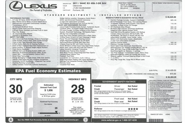 2011 Lexus RX 450h Hybrid