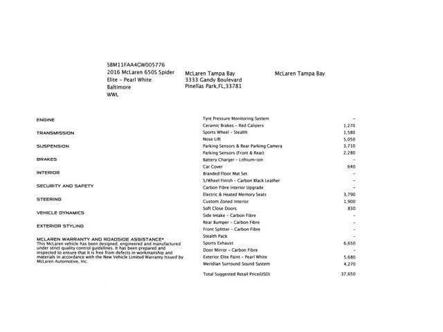 2016 McLaren 650S Spider