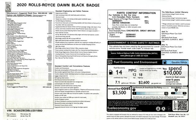 2020 Rolls-Royce Dawn Black Badge