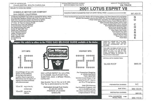 2001 Lotus Esprit SE V8