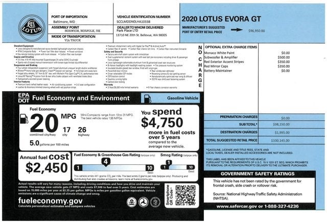 2020 Lotus Evora GT RWD
