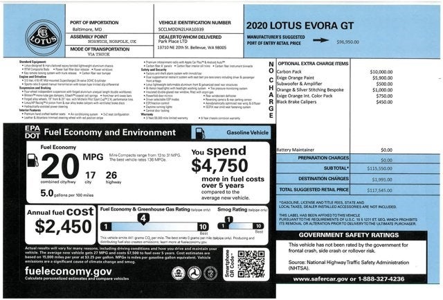 2020 Lotus Evora GT RWD
