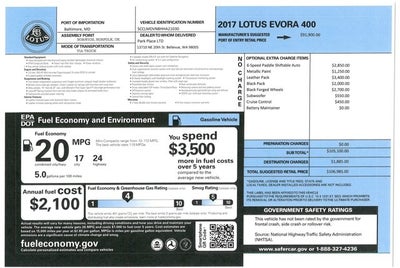 2017 Lotus Evora 400 Coupe