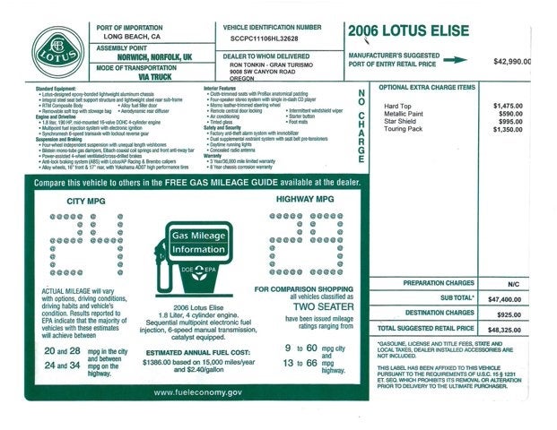 2006 Lotus Elise 2dr Convertible