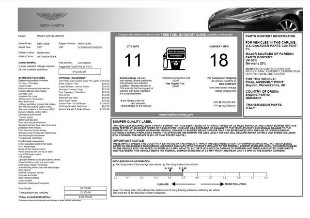 2007 Aston Martin DB9 2dr Cpe Manual