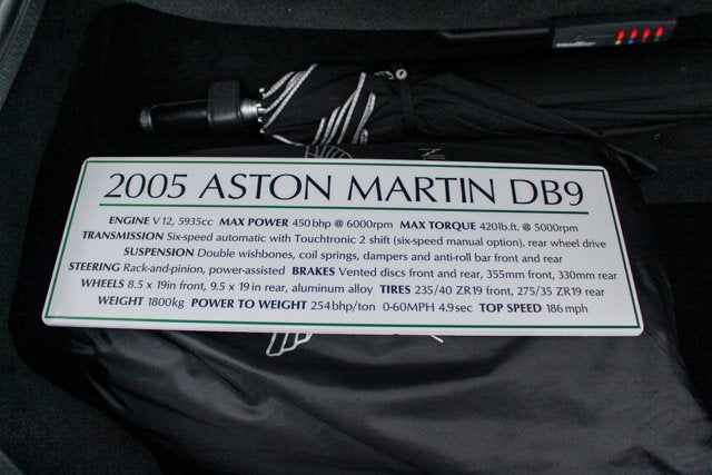 2005 Aston Martin DB9 2dr Cpe Manual