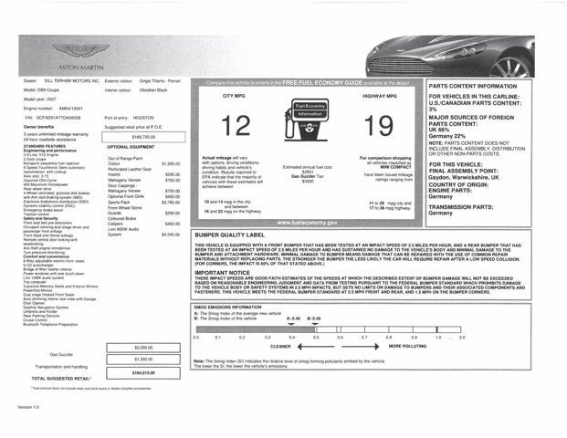2007 Aston Martin DB9 2dr Cpe Auto