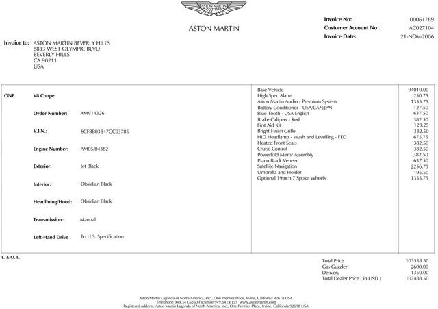 2007 Aston Martin V8 Vantage 2dr Cpe Manual