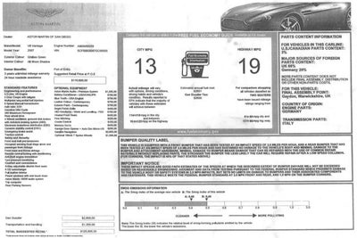 2007 Aston Martin V8 Vantage 2dr Cpe Manual