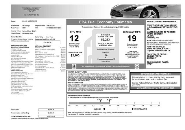 2009 Aston Martin V8 Vantage 2dr Cpe Man