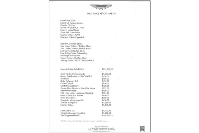 2009 Aston Martin V8 Vantage 2dr Cpe Sportshift
