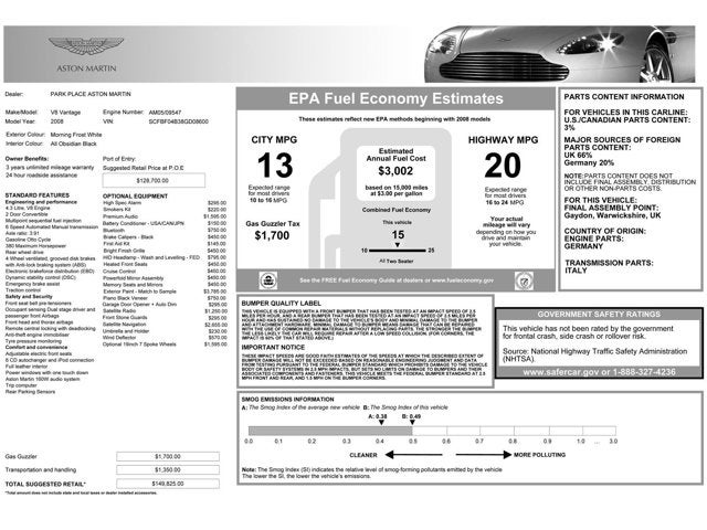 2008 Aston Martin V8 Vantage Roadster
