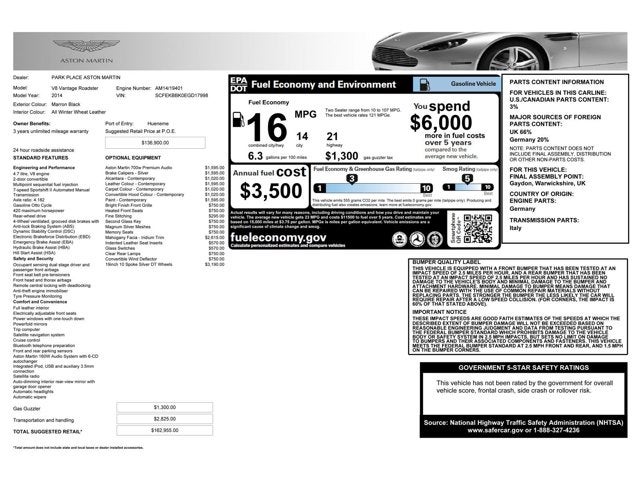 2014 Aston Martin V8 Vantage Roadster