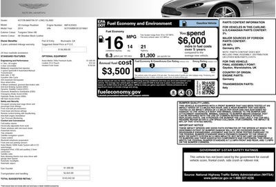 2014 Aston Martin V8 Vantage Roadster