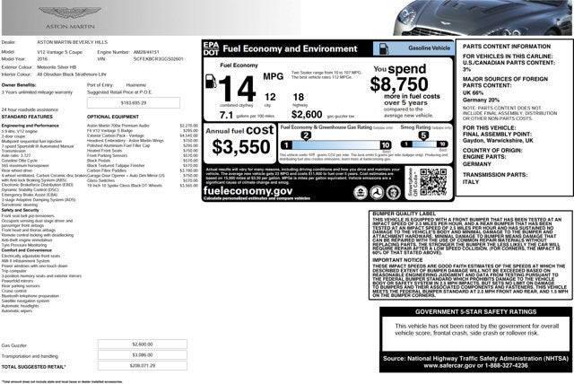 2016 Aston Martin V12 Vantage S