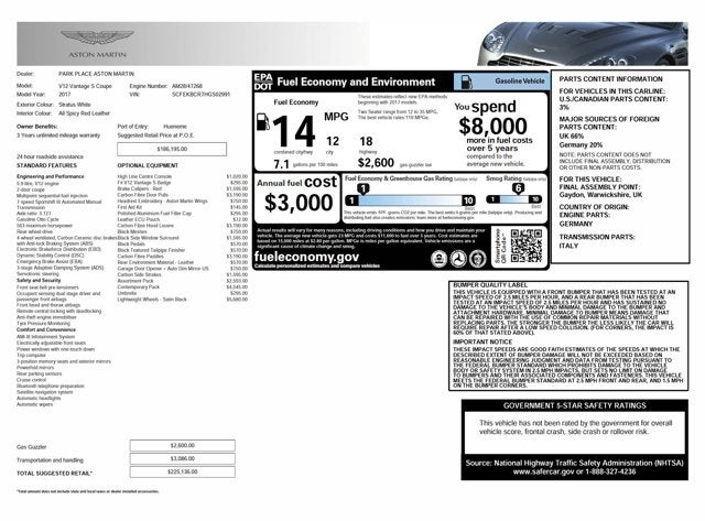 2017 Aston Martin V12 Vantage S S