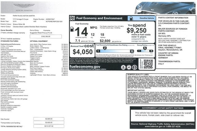 2015 Aston Martin V12 Vantage S S