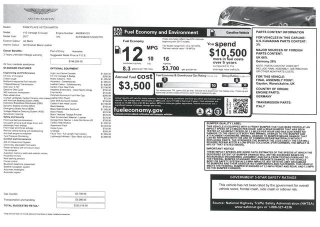 2017 Aston Martin V12 Vantage S S