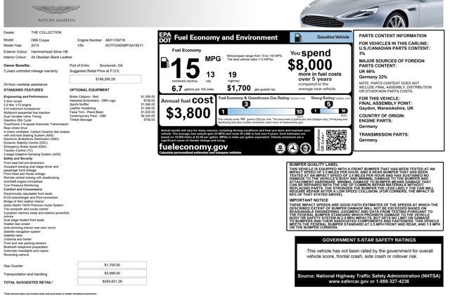 2015 Aston Martin DB9 Coupe