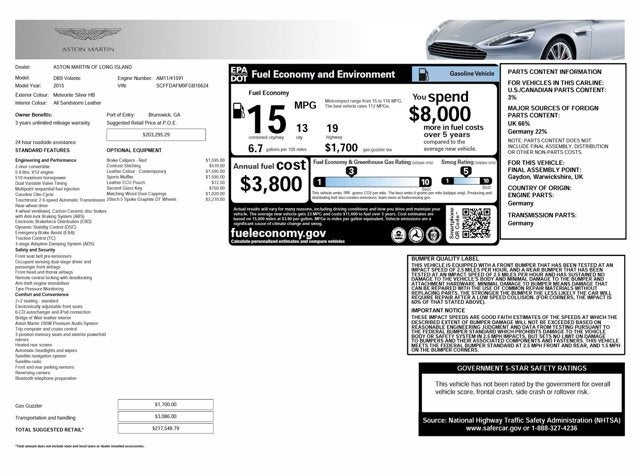 2015 Aston Martin DB9 Volante